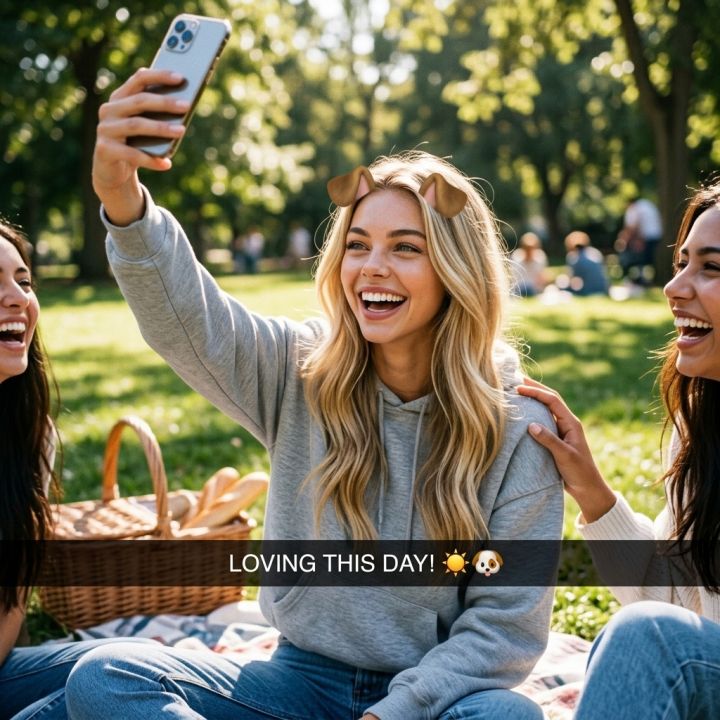 Amigos Riendo en Parque: Foto Candid Picnic