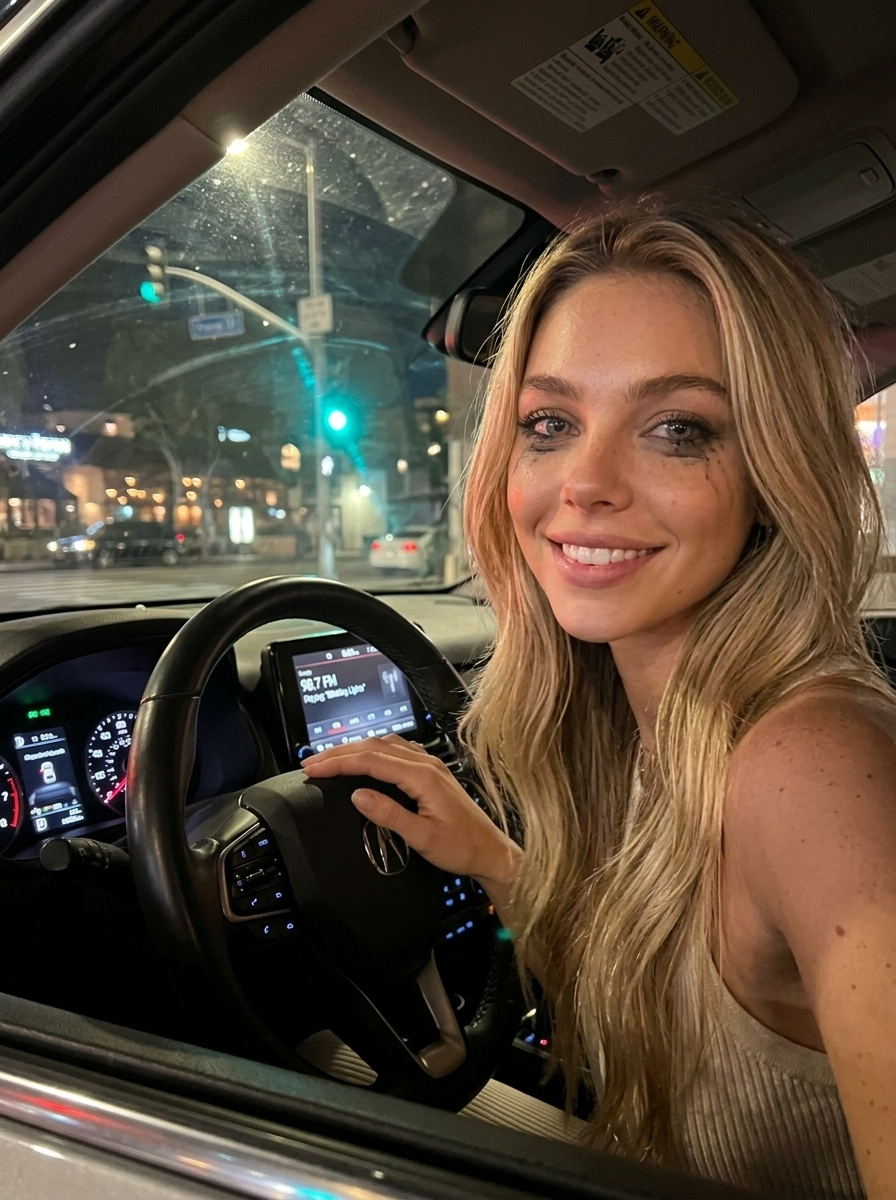 Auto-Selfie an Ampel: Abendstimmung Cinematic