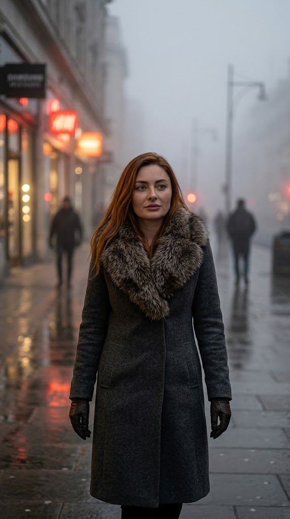 Calle Oxford en Niebla con Luces de Tiendas - Ultra Fotorealismo