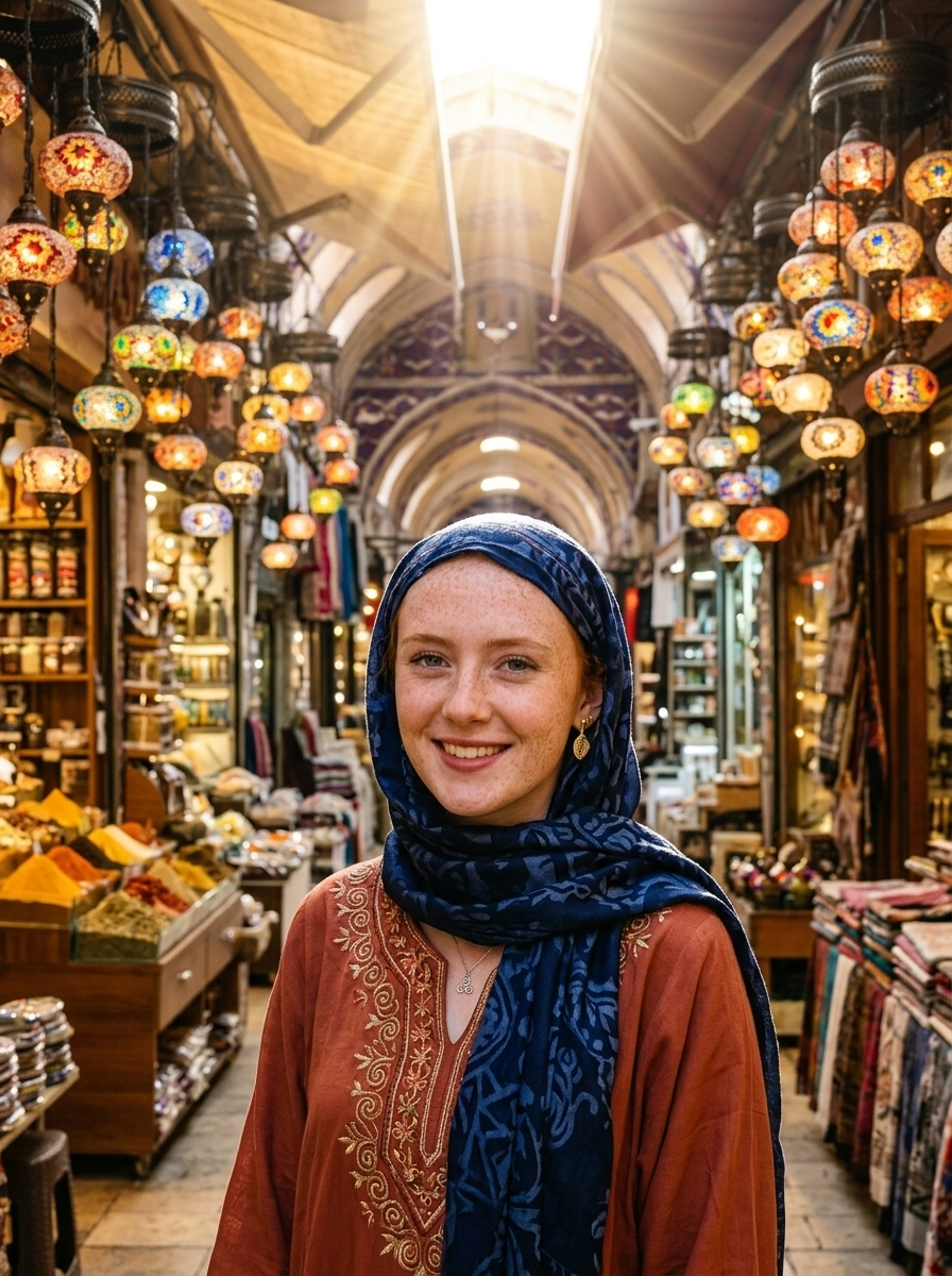 Caos Vibrante dos Becos do Grande Bazar na Luz Dourada da Tarde