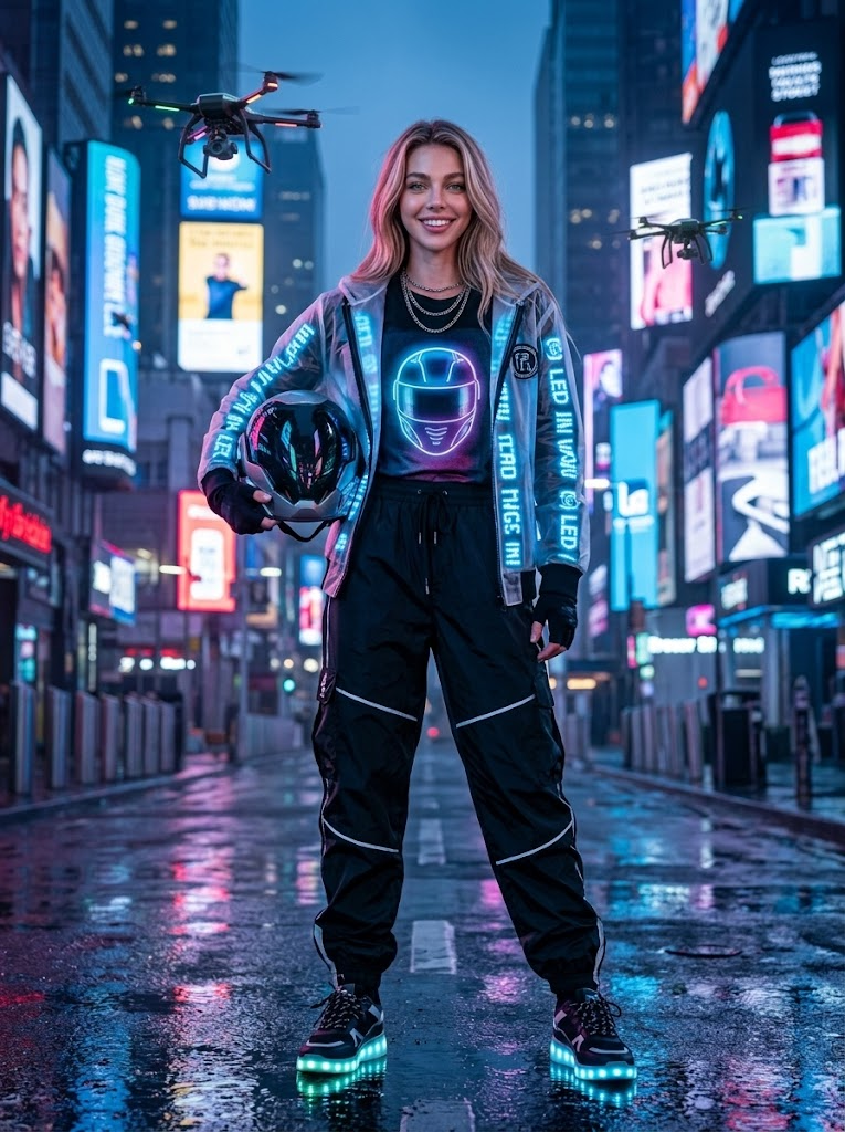 Chevalier en Streetwear Néon Cyberpunk