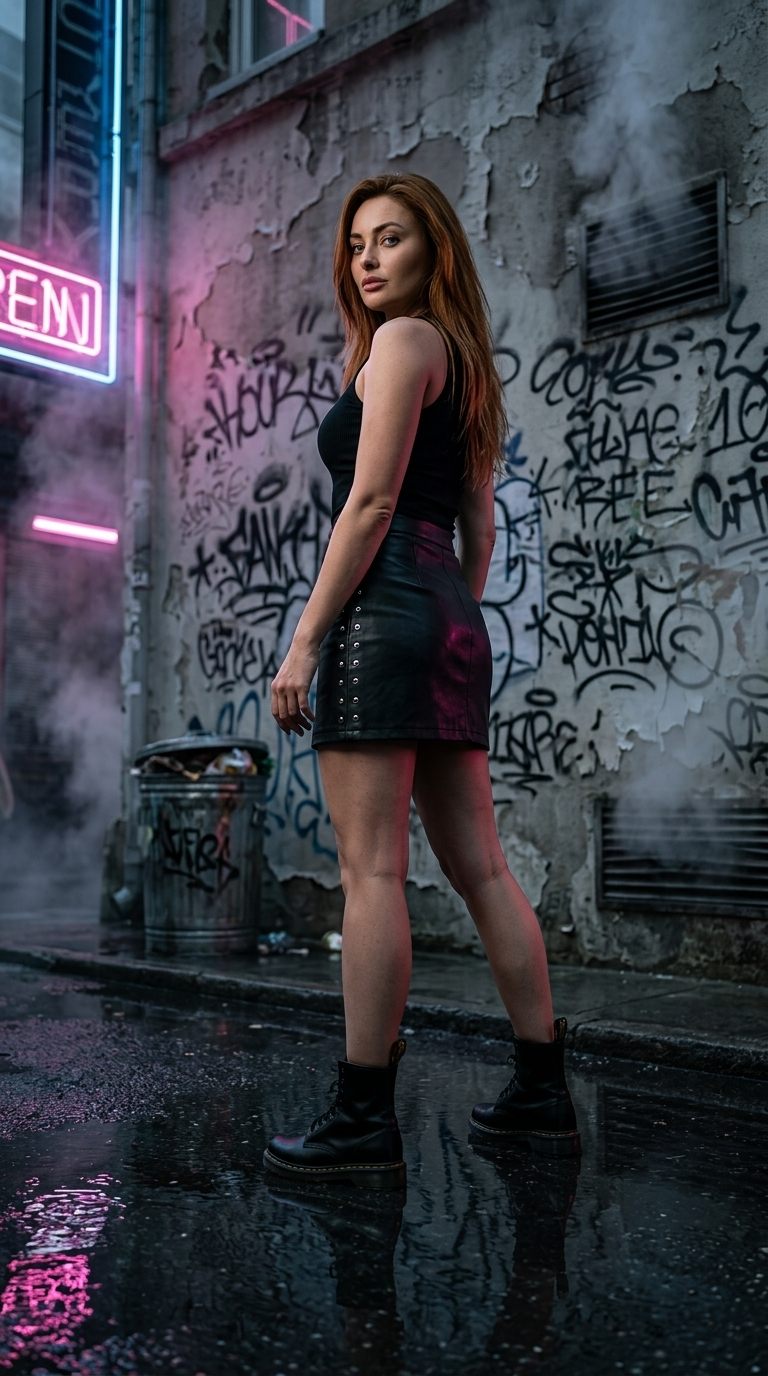 Donna Potente Urbana Neon Cyberpunk | AI Art