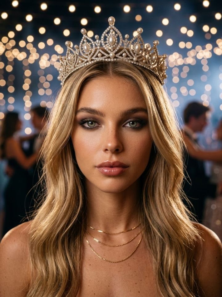 Portrait Royal: Visage Couronné Bijoux Confiant