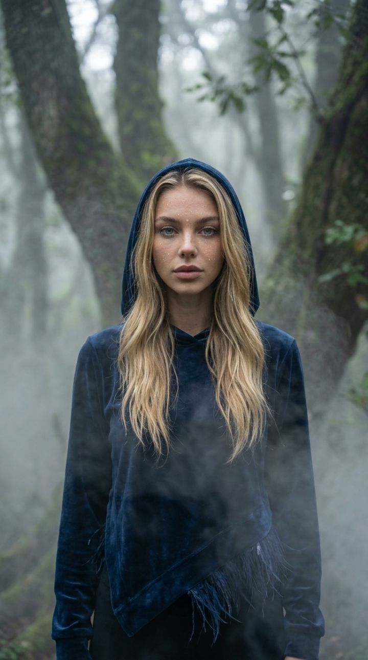 Retrato Misterioso na Névoa da Floresta