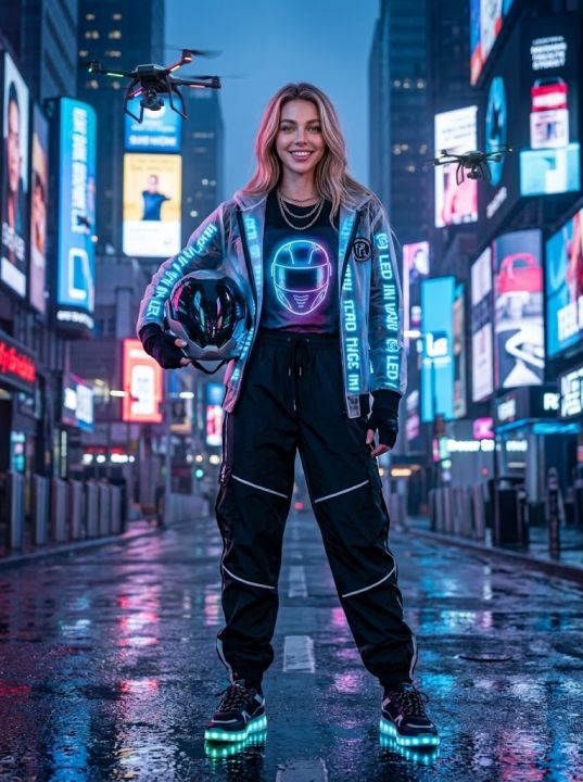 Ridder i Neon Streetwear i Cyberpunk By