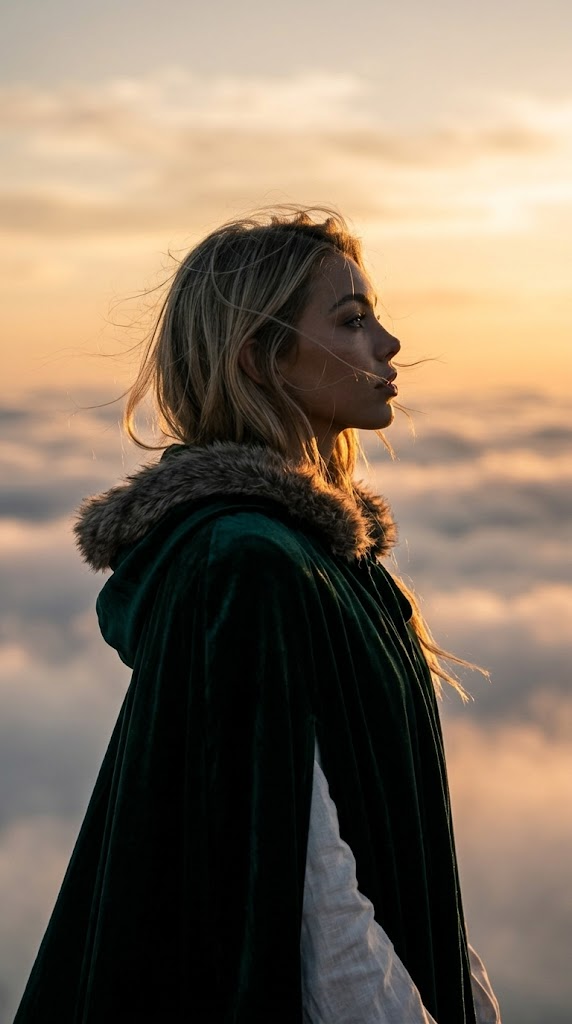 Scáthchruth Próifíle Taobh le Gloine Sunset Oráisteach, Brat Glas Veilbhit Foraoise