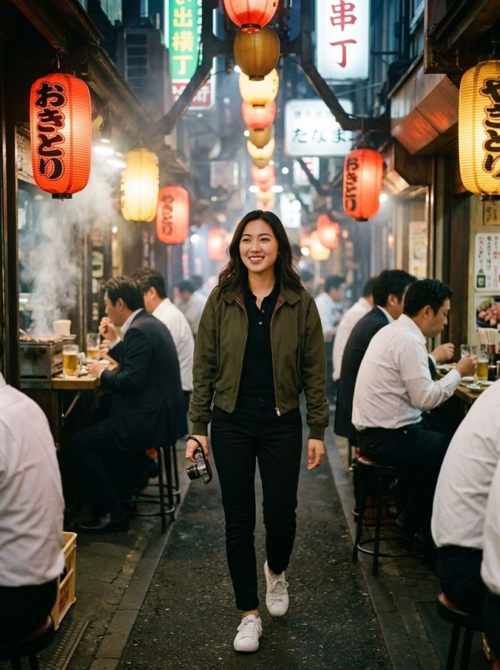 Spontaani kävely Omoide Yokocho lyhtykujalla – Yakitori, Shinjukun nostalgia ja tyylikäs katumuoti