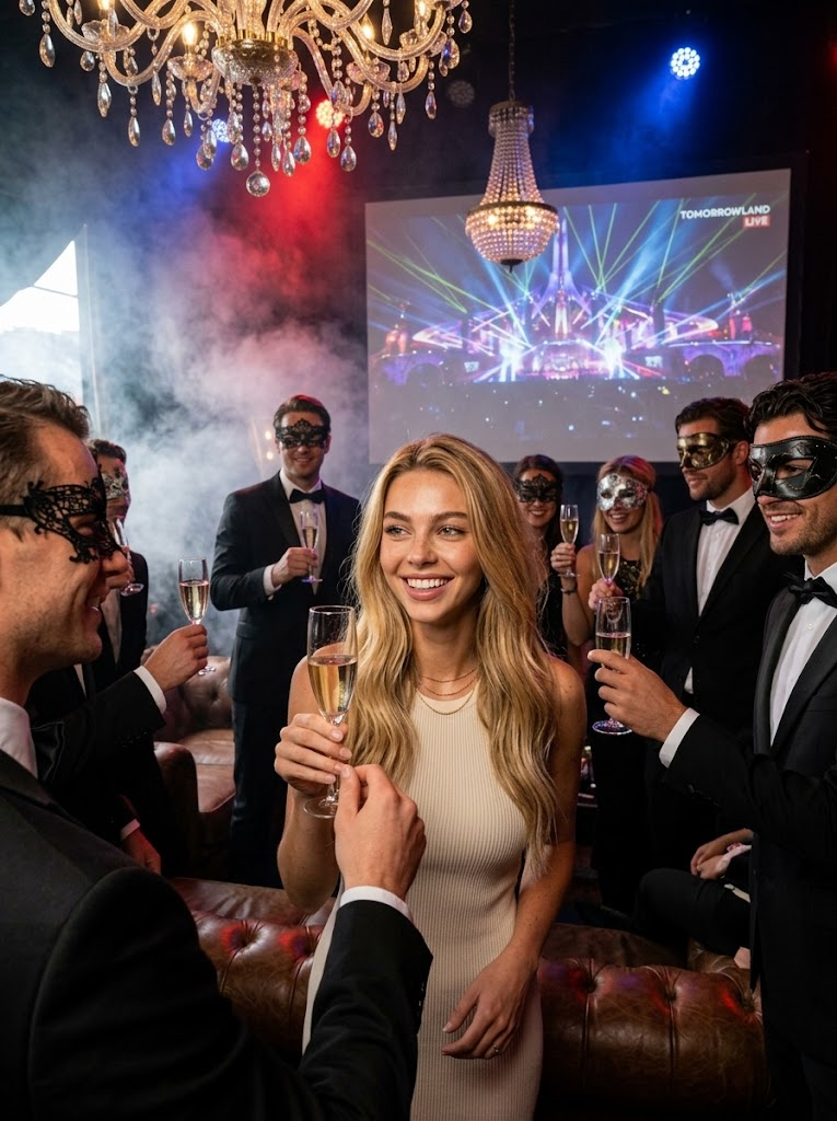 VIP Kabína: Masky, Smokingy, Hmla, Luxus