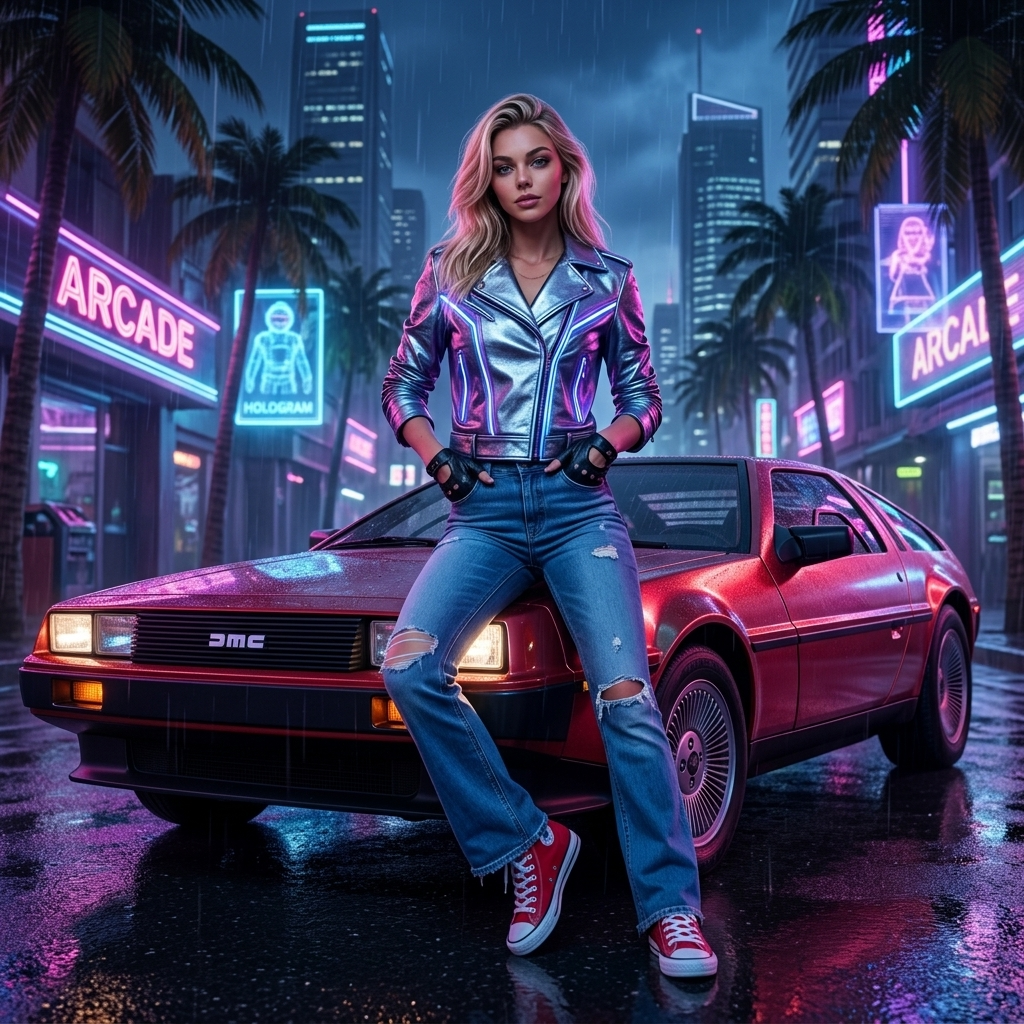 Киберпънк фигура на 80s спортен автомобил