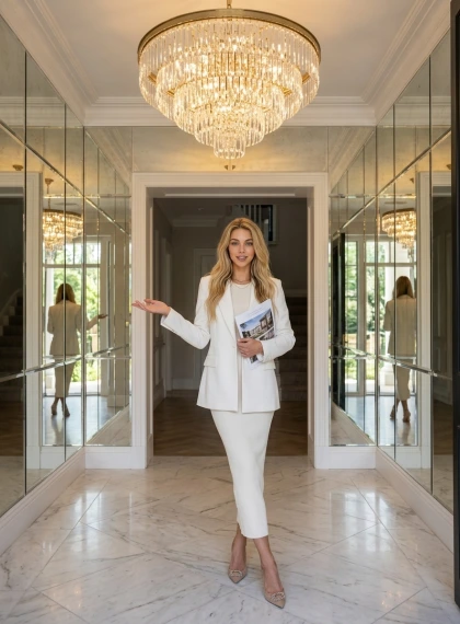 Luksuslik fuaje kristall-lüstriga ja peegelmaailmaga