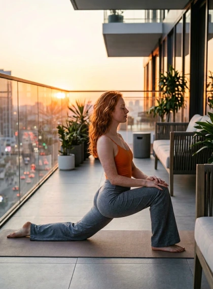 Posa del Piccione Seduta sul Balcone al Tramonto sulla Città