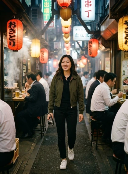 Shëtitje Spontane në Alejën Lanternave Omoide Yokocho: Nostalgi Japoneze me Yakitori dhe Tym