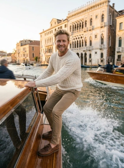 Thrilling Water Taxi Speed on Venice Grand Canal: Wind-Swept Hair, Blurring Ca’ d’Oro Landmarks