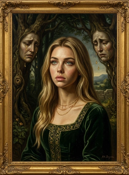 Árvores com Rostos Humanos Chorando Lágrimas Douradas